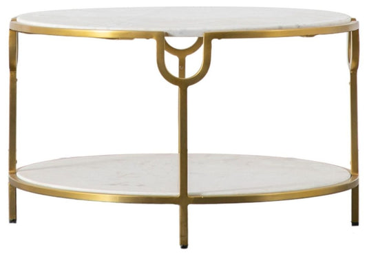 Weston White Marble and Gold Round Coffee Table