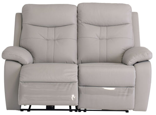 Sophia Light Grey Leather 2 Seater Electric Recliner Sofa