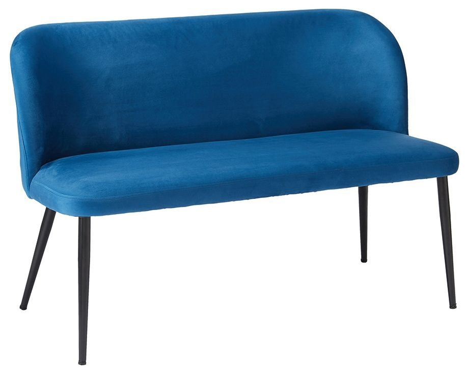 Zara Blue Velvet Fabric Dining Bench with Backrest