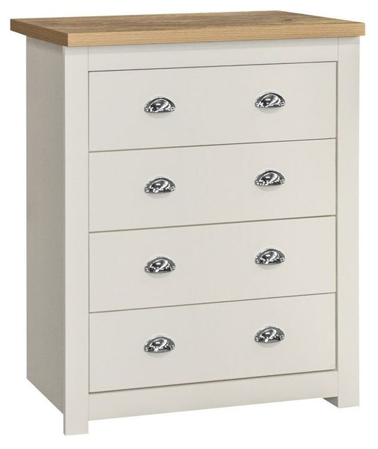 Highgate Cream and Oak Effect Chest - 4 Drawers