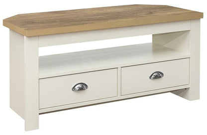 Highgate Cream and Oak Effect Corner TV Unit - 2 Drawers