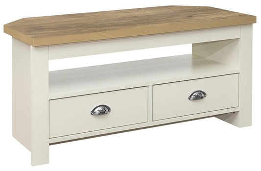 Highgate Cream and Oak Effect Corner TV Unit - 2 Drawers