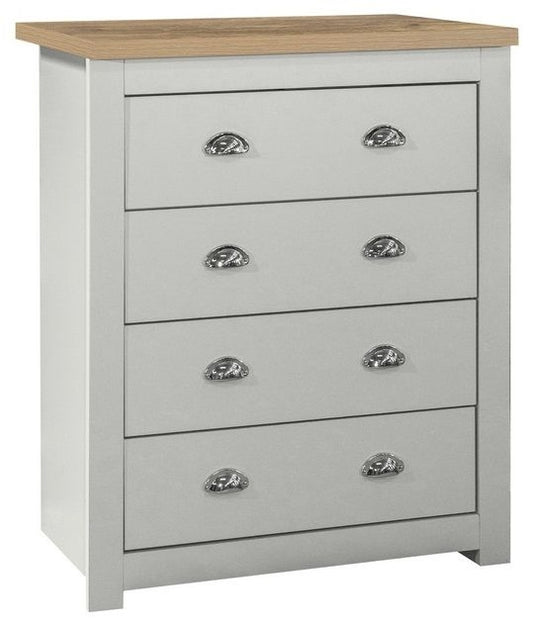 Highgate Grey and Oak Effect Chest - 4 Drawers