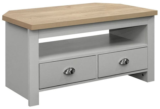 Highgate Grey and Oak Effect Corner TV Unit - 2 Drawers