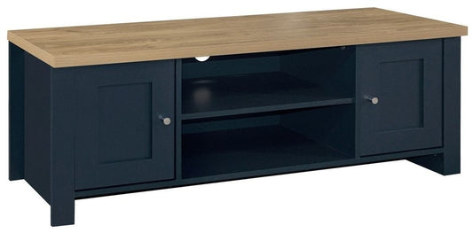 Highgate Blue and Oak Effect TV Unit- 2 Doors