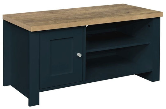 Highgate Blue and Oak Effect TV Unit - 1 Door