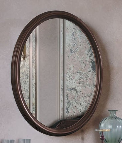 Camel Verdi Night Antique Walnut French Style Oval Wall Mirror - 68cm x 95cm