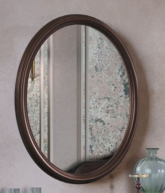 Camel Verdi Night Antique Walnut French Style Oval Wall Mirror - 68cm x 95cm