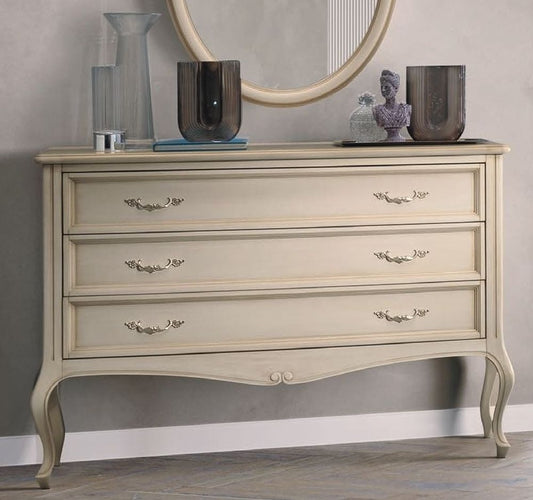 Camel Verdi Night Ivory Painted French Style 3 Drawer Chest