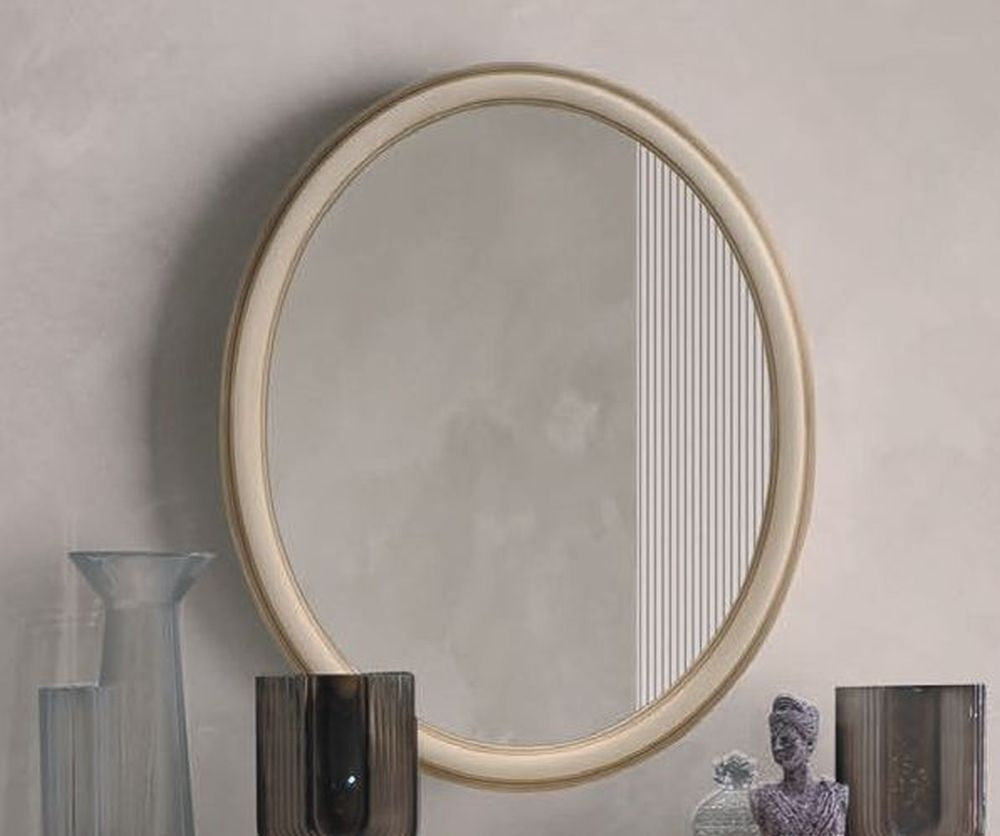 Camel Verdi Night Ivory Painted French Style Oval Wall Mirror - 68cm x 95cm