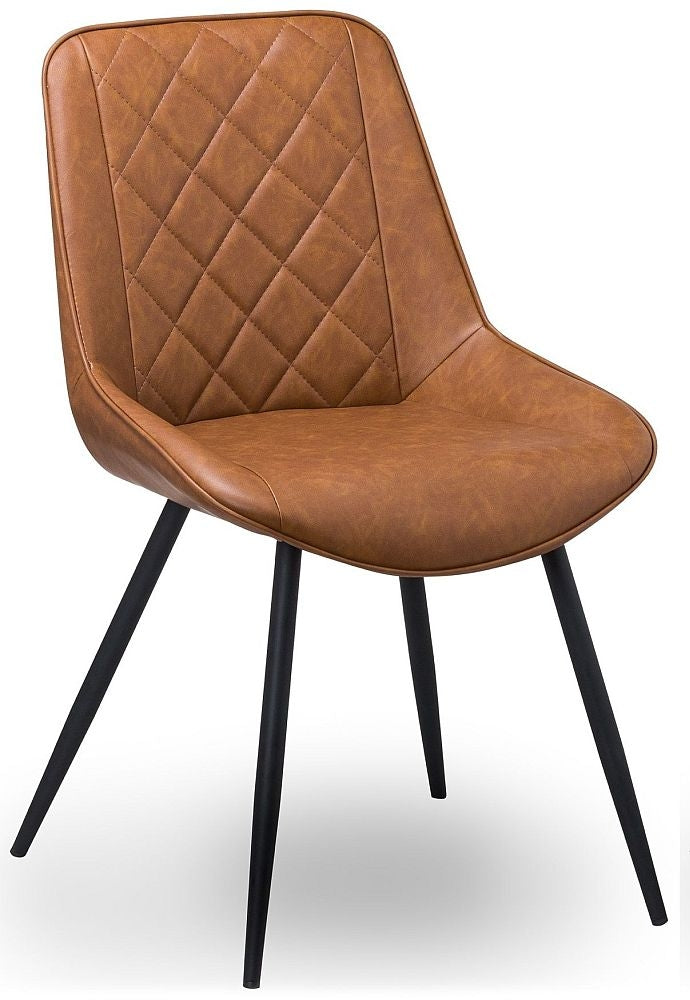 Oslo Brown Faux Leather Dining Chair (Sold in Pairs)