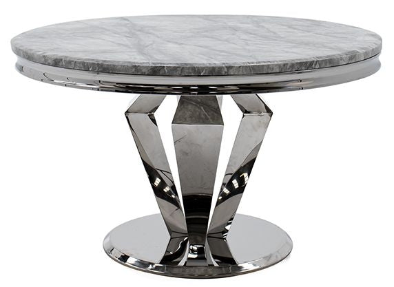 Vida Living Arturo 130cm Grey Marble Round Dining Table - 4 Seater