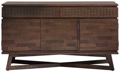 Boho Retreat 140cm Chocolate Wood Medium Sideboard - 3 Doors