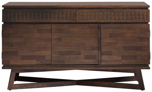 Boho Retreat 140cm Chocolate Wood Medium Sideboard - 3 Doors