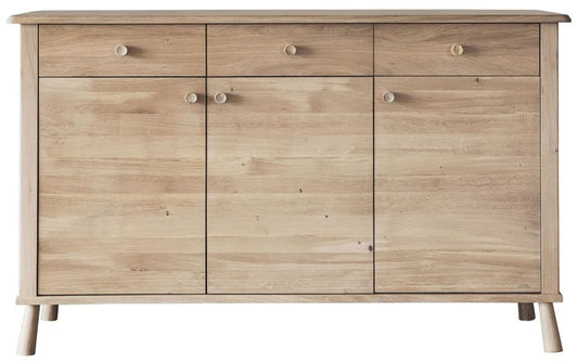 Wycombe 140cm Nordic Style Oak Medium Sideboard - 3 Doors