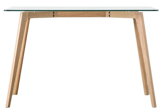 Blair 120cm Glass and Natural Oak Dining Table