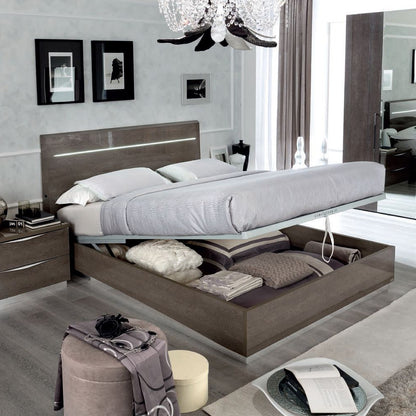 Camel Platinum Night Italian Legno Bed with Luna Storage