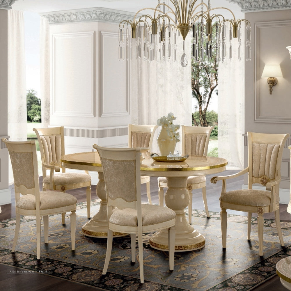 Camel Aida Day Ivory Italian Oval 6 Seater Extending Dining Table