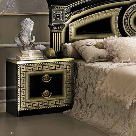 Camel Aida Black and Gold Italian Bedside Cabinet