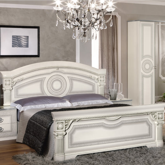 Camel Aida White and Silver Italian Bed