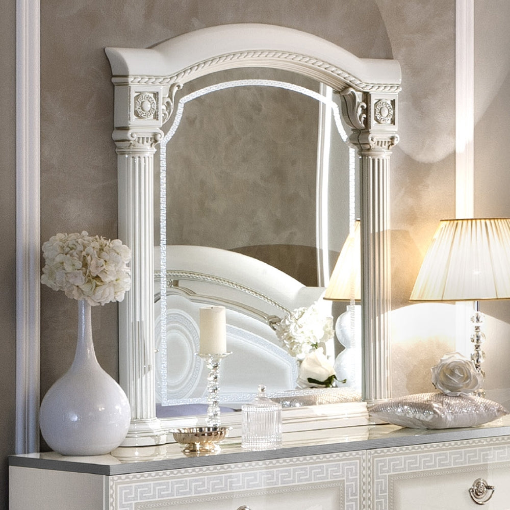 Camel Aida White and Silver Italian Mirror - 102cm x 118cm