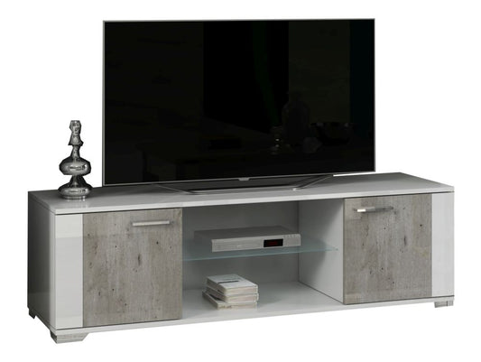 Messina White and Concrete Grey 2 Door Italian TV Unit