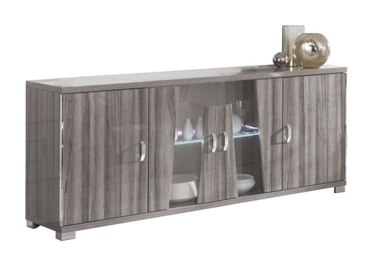 Bagni Dark Grey Oak 4 Door Italian Sideboard with LED Light