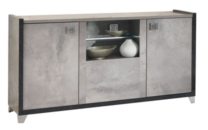 Milo Grey Marble Effect 3 Door Italian Sideboard with LED Light