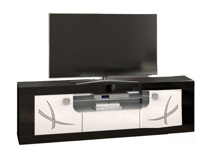 Enna Black and White 2 Door Italian TV Unit with LED Light