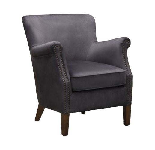 Harlow Charcoal Grey Velvet Vintage Fabric Armchair