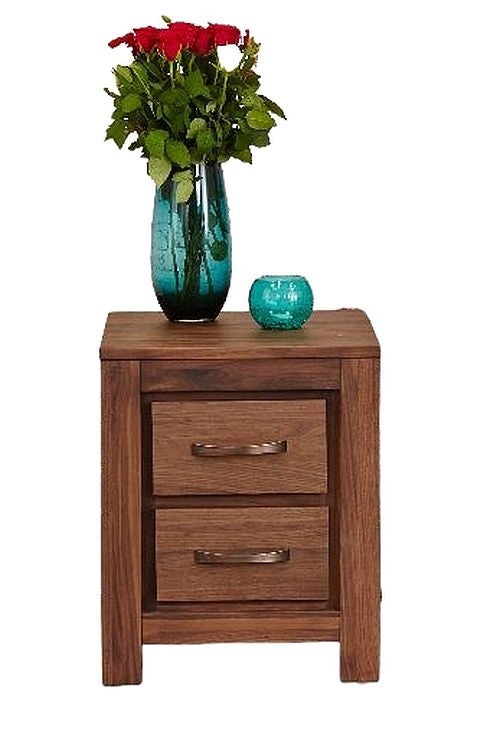 Mayan Walnut 2 Drawer Lamp Table