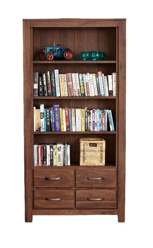 Mayan Walnut 4 Drawer Bookcase