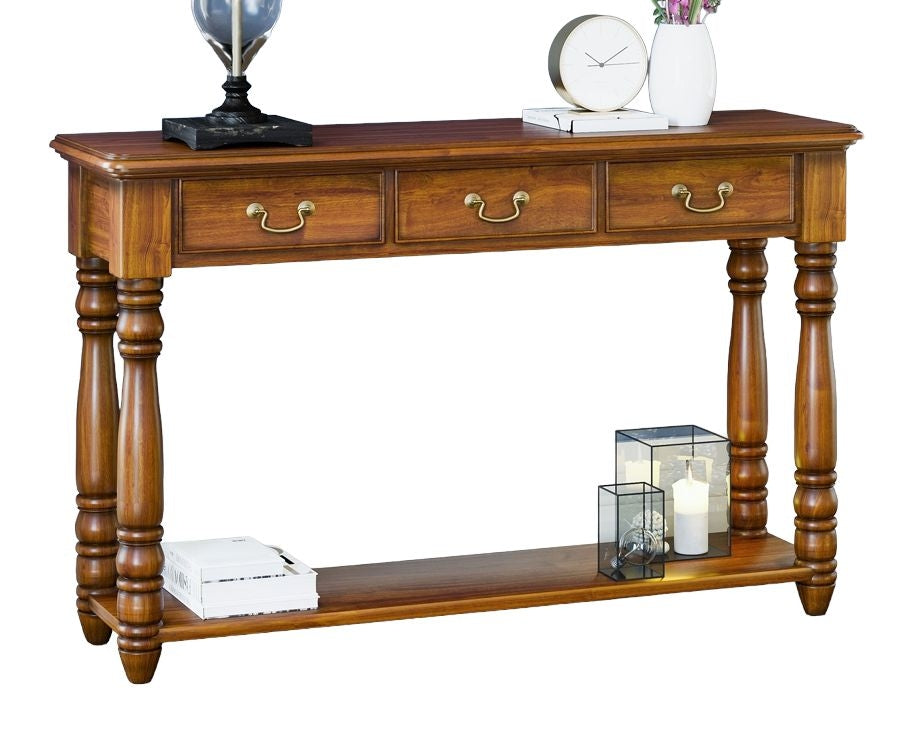 La Reine Mahogany 3 Drawer Console Table