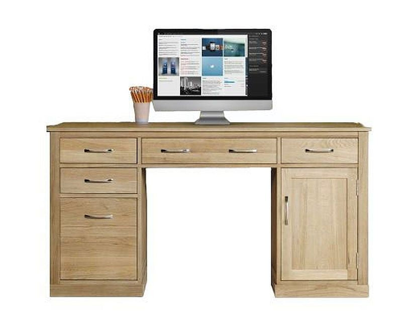 Mobel Oak 1 Door 5 Drawer Computer Desk