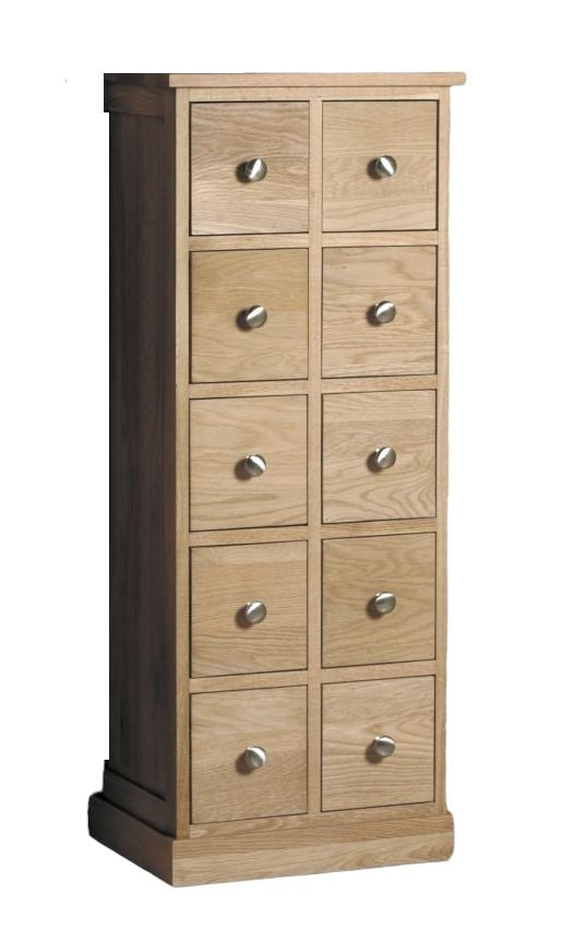 Mobel Oak 10 Drawer CD and DVD Chest