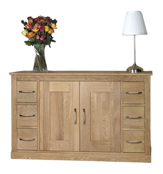 Mobel Oak 2 Door 6 Drawer Sideboard