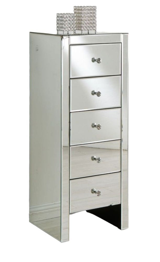 Hollywood Mirrored 5 Drawer Tallboy Chest