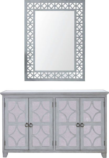 Russell Grey Mirrored 4 Door Sideboard with Mirror