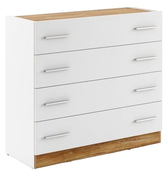 Dentro White and Oak 4 Drawer Chest