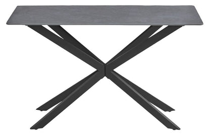 Azzurra Sintered Stone Grey Console Table, 120cm W with Black Metal Spider Legs