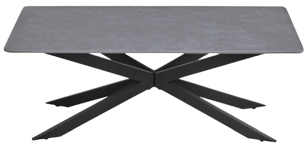 Azzurra Sintered Stone Grey Coffee Table with Black Metal Spider Legs