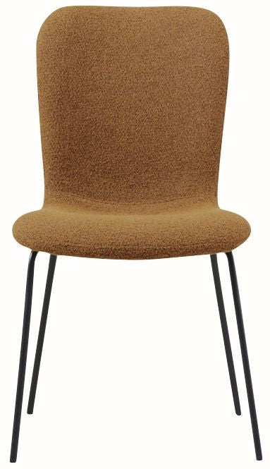 Oliver Tan Dining Chair, Velvet Fabric Upholstered with Black Metal Legs (Set of 4)