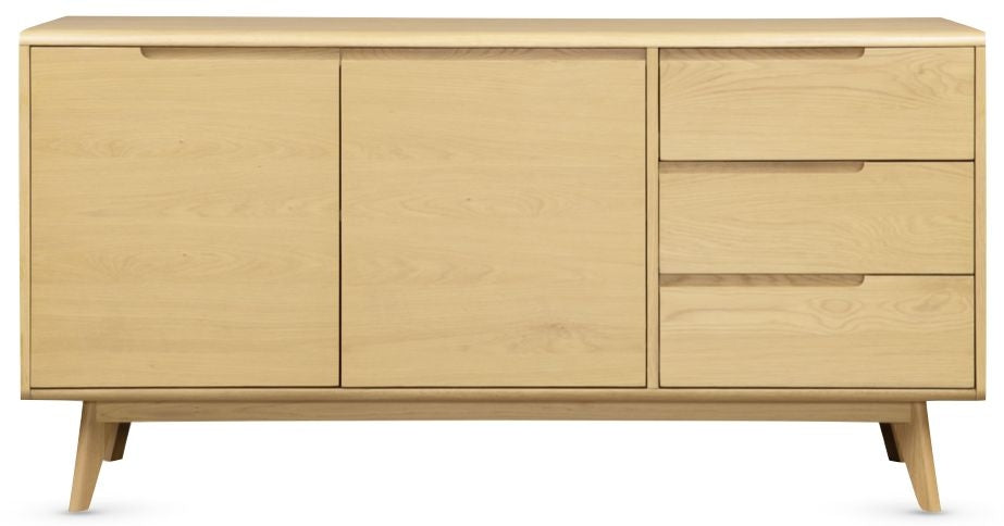 Carrington Scandinavian Style Oak Compact Sideboard, 81cm with 2 Doors 3 Drawers