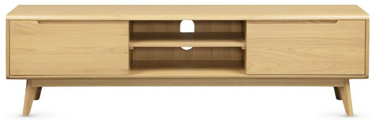 Carrington Scandinavian Style Oak Large TV Unit, 180cm L with Storage for Television Upto 70inch Plasma