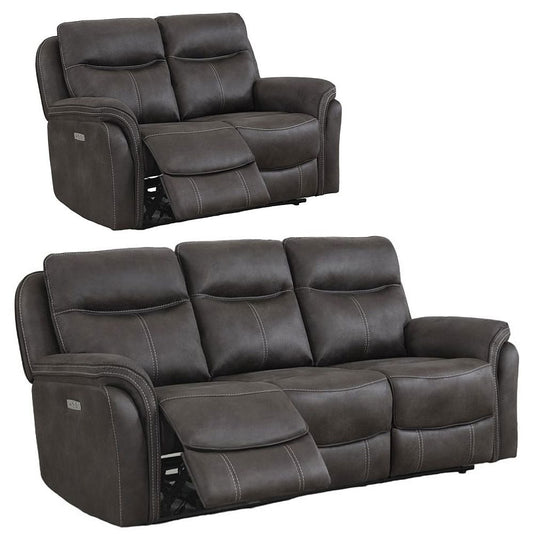 Claremont Grey 3+2 Recliner Sofa Set, Velvet Fabric Upholstered