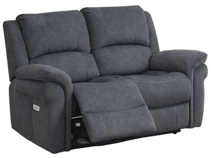 Wentworth Grey 2 Seater Recliner Sofa, Velvet Fabric Upholstered