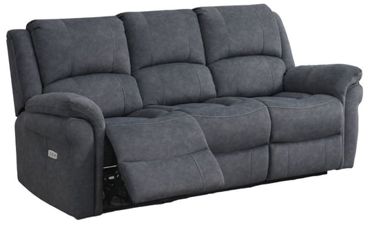 Wentworth Grey 3 Seater Recliner Sofa, Velvet Fabric Upholstered