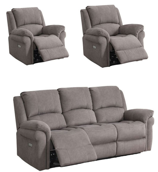 Wentworth Clay 3+1+1 Recliner Sofa Set, Velvet Fabric Upholstered