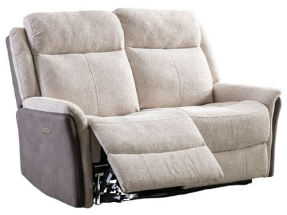 Treyton Fusion Beige 2 Seater Recliner Sofa, Velvet Fabric Upholstered