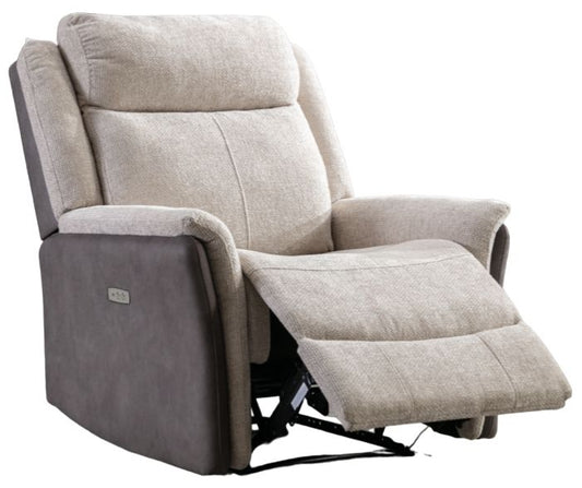 Treyton Fusion Beige Recliner Armchair, Velvet Fabric